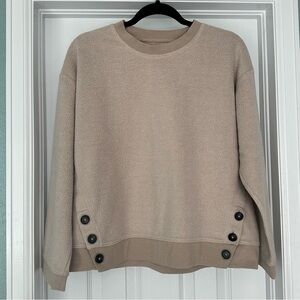 Madewell (Re)sourced Side Button Relaxed Sweatshirt Tan Size Small‎